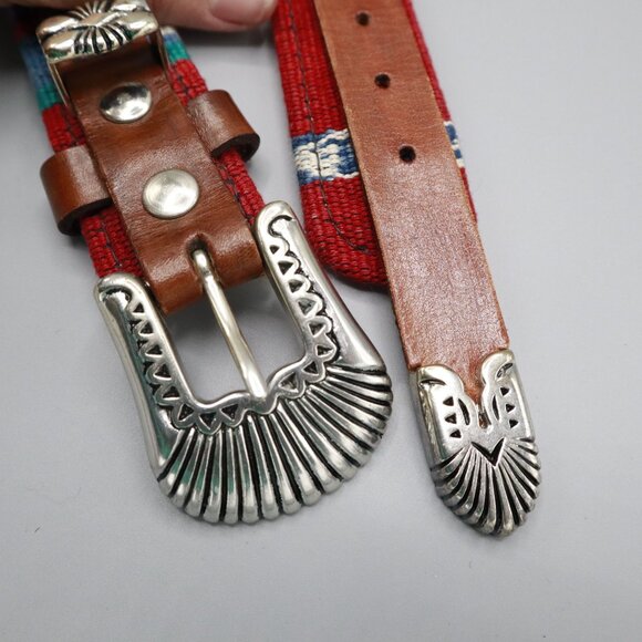 Leather Belt Multi Boho Southwestern Rustic Handcrafted Tribal Ethnic Artisanal - Picture 4 of 15